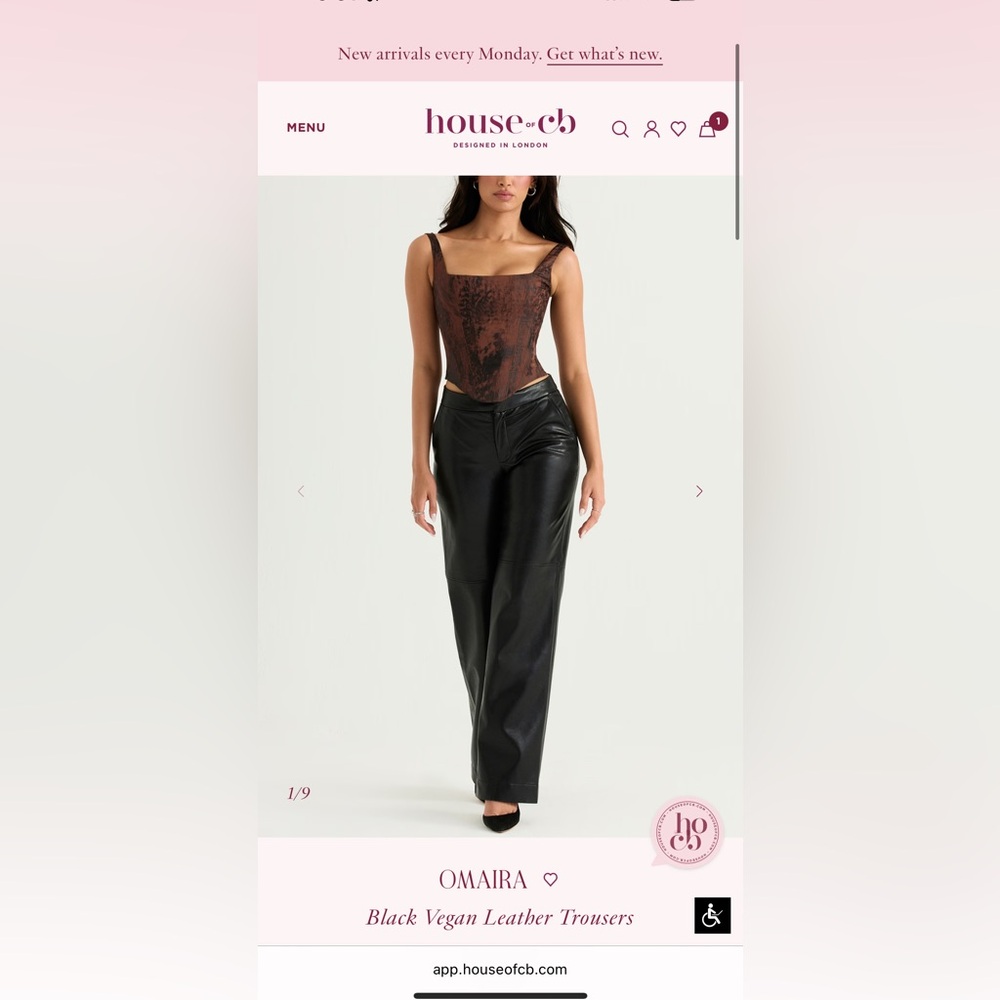 House of CB Black Leather Trousers Worn 3 times